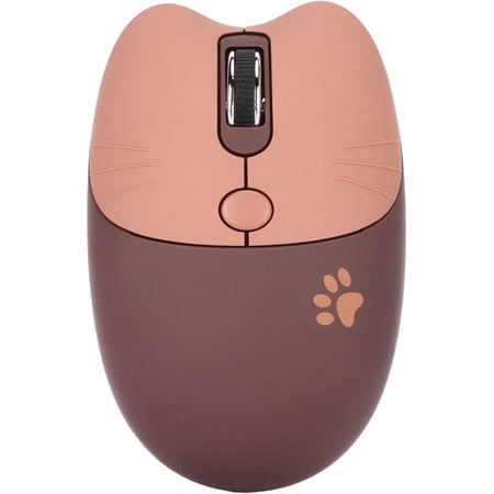 KOK-Cute Cat Wireless Mouse, 2.4G Wireless Mute 3 Levels DPI Mouse, 10m Transmission Distance, for Windows 2000 2003, for Win7 8 10 Vista ME, for OS X for Linux PC Laptop for Android (Curry)-0508