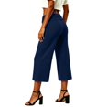 thumbnail image 6 of Fold Over Capri Pants for Women Low Rise Wide Leg Yoga Capris Summer Cute Going Out Flowy Cropped Gaucho Pants Navy L, 6 of 8