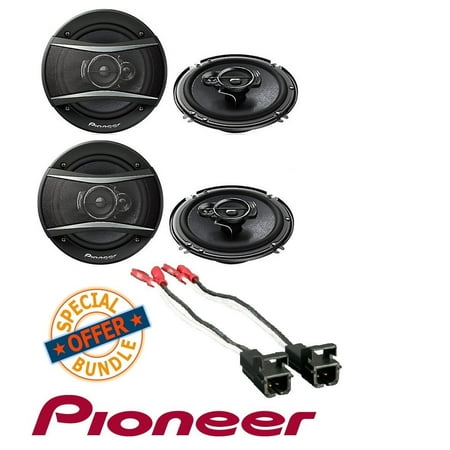 4) Pioneer 6.5 Inch 3-Way 640 Watt Car Coaxial Stereo Speakers Four | TS-A1676R W/ Metra 72-4568 Speaker Harness for Select Buick and Chevy 2015 GM