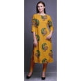 thumbnail image 2 of Bimba Printed Long Kurti Dress Straight Tunic 3/4 Sleeve Dresses For Women Top, 2 of 6
