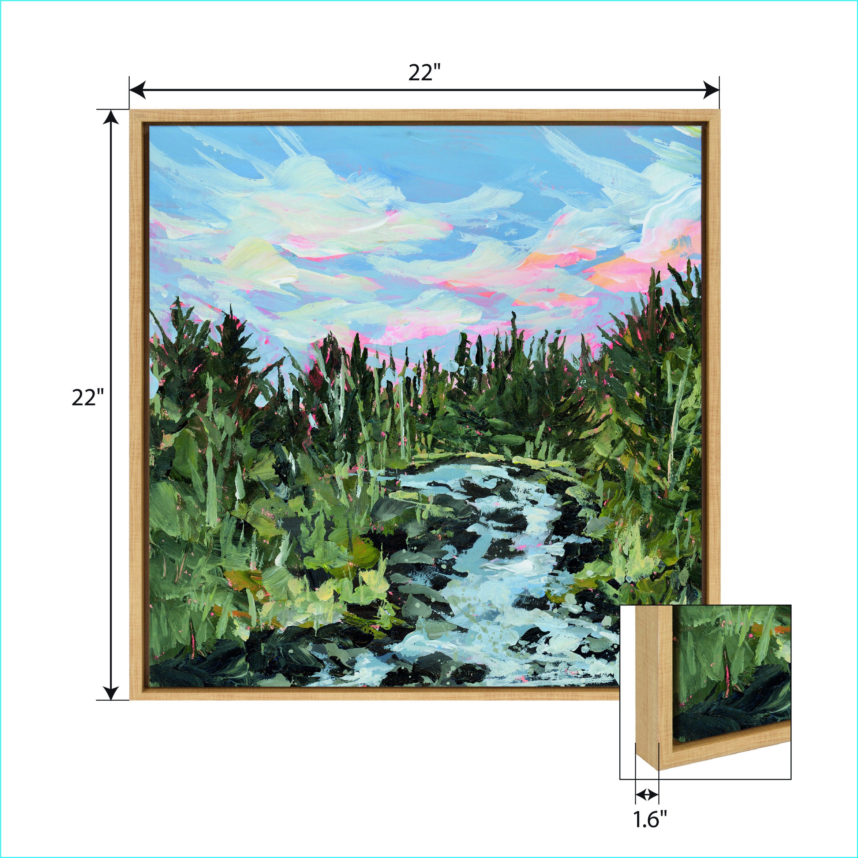 Woven Paths Sylvie Minnesota Framed Canvas Wall Art by Emily Kenney, 22x22 Natural, Painterly Nature Landscape Art