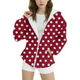 thumbnail image 3 of SonxaHe Toddler Girl Jacket Dots Print Long Sleeve Zip Up Hooded Outerwear Loose Athletic Fall Casual Jacket Red,Sized 4-5, 3 of 3