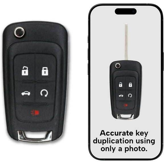 KEYS4LESS Replacement 5 Button Flip Key Fob for GM/Peps – Compatible with Chevrolet, Buick, GMC – Remote Start, Lock, Unlock, Trunk, Panic – FCC OHT01060512
