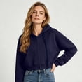 thumbnail image 6 of Womens Cropped Zip Up Hoodie Y2K Long Sleeve Sweatshirt Casual Loose Fit Jacket Navy L, 6 of 7
