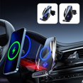 thumbnail image 1 of Cargador inalámbrico de coche 10W Carga rápida • Soporte telescópico auto-detecible • Rotación de 360° • Para iPhone y Android • ABS Silver, 1 of 5