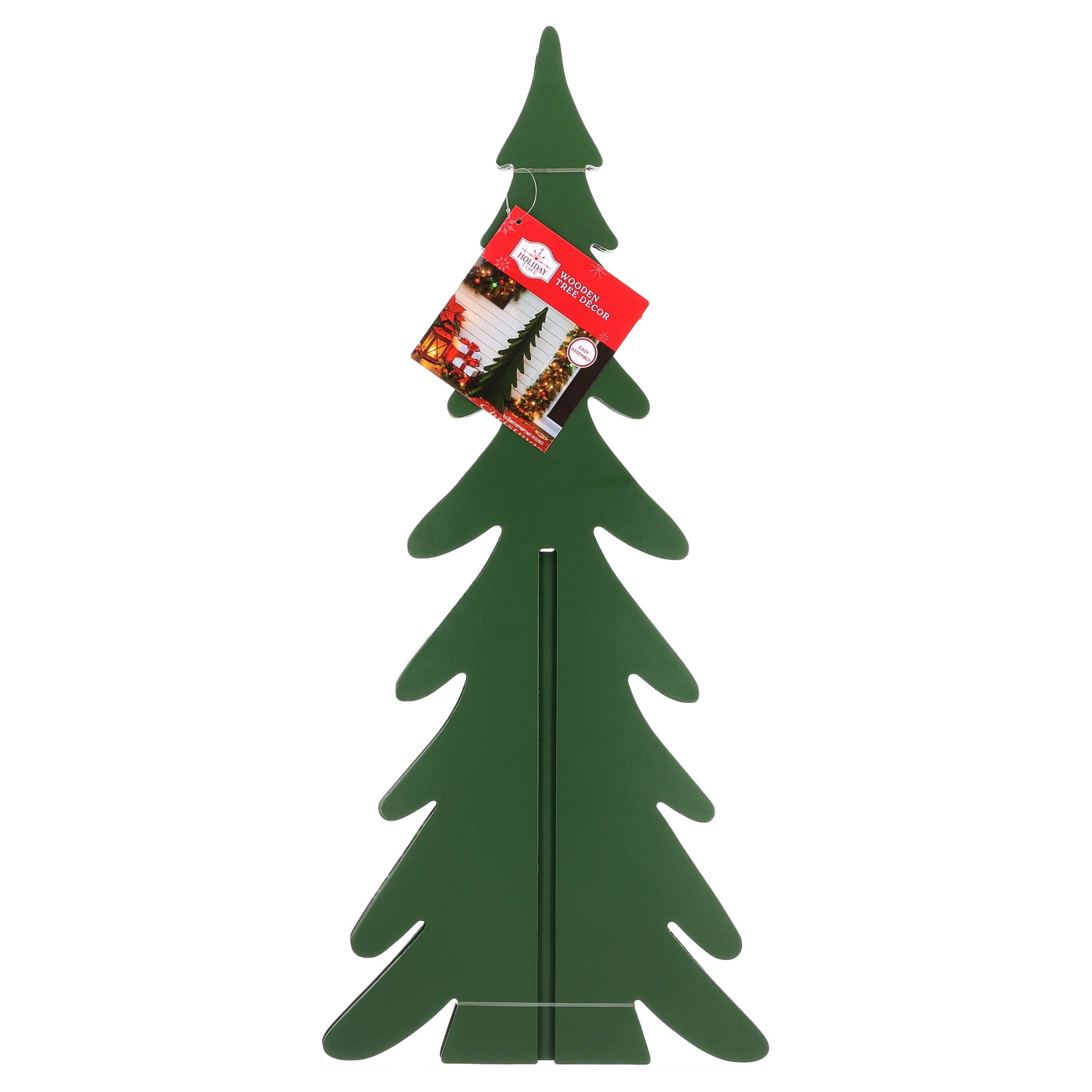 Wooden Slotted Tree Christmas Decoration, Green, 22", by Holiday Time