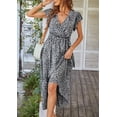 thumbnail image 3 of Vestido PRETTYGARDEN Floral Boho Cruzado con Escote en V Negro XL, 3 of 6
