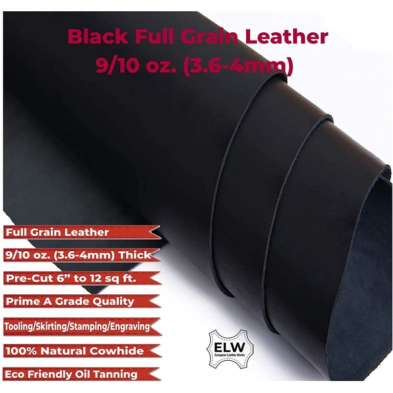 ELW Vegetable Tanned Full Grain Leather Shoulder - 9/10 Oz (3.6-4mm), Natural, 6-8 Sq Ft For Crafting