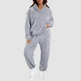 thumbnail image 2 of Pants Suits for Women Dressy Womens 2 Piece Outfits Hoodie Sweatsuit Sets Slim Sweatshirt Baggy Fall Fashion Sweatpants With Pockets Wool Long Sleeve Warm Pajamas Set Glitter Pant Suit for Wome Gray L, 2 of 9