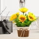 thumbnail image 4 of Flores artificiales en maceta, plantas en maceta falsas, arreglos florales decorativos, flores artificiales para dormitorio, interior, sala de estar, Amarillo, 4 of 8