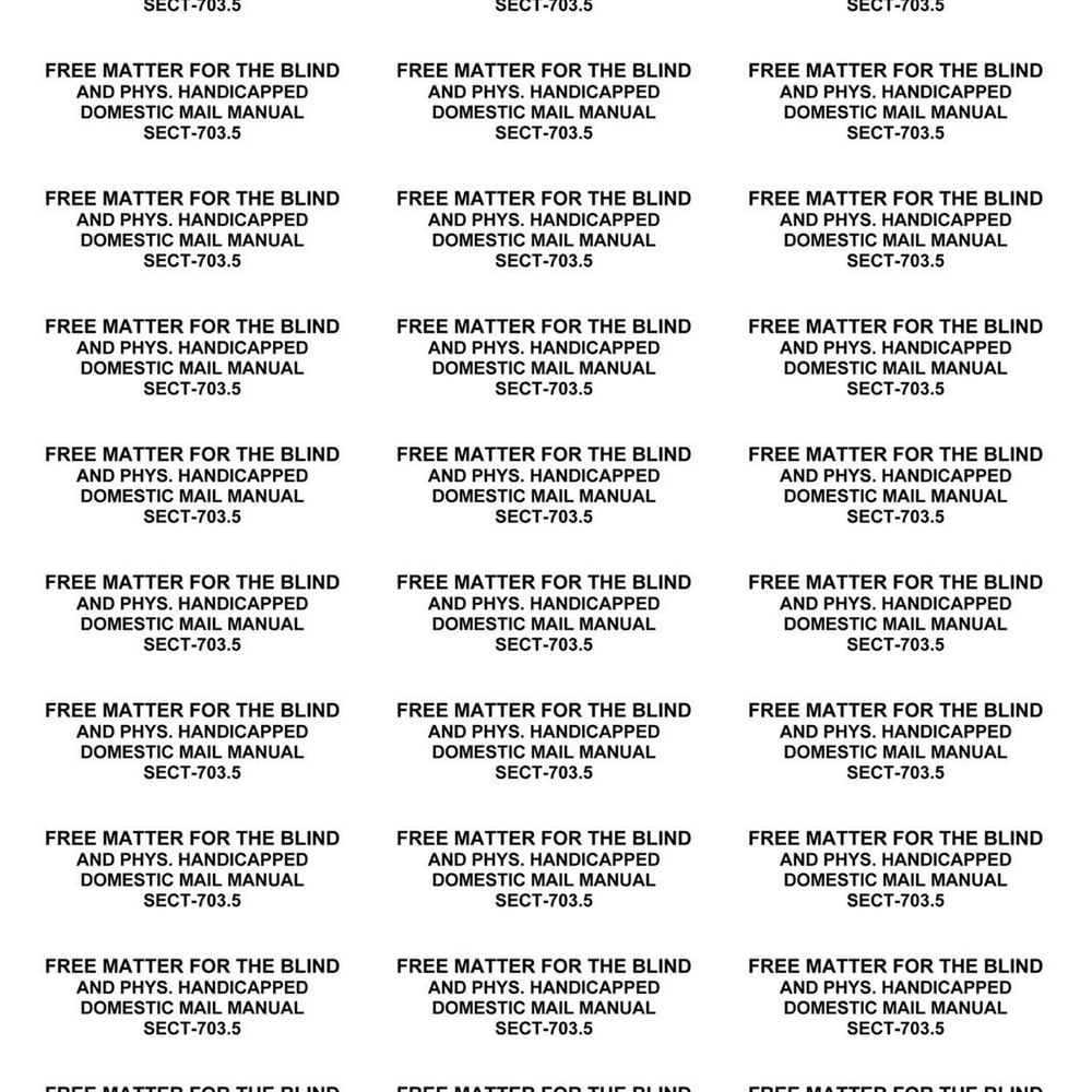 Free Matter ft BlindPhys. Handicapped30 Labels, For mail to/from
