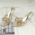 thumbnail image 2 of JENN ARDOR Women's Low Heels Slingback Bow Kitten Pumps Rhinestone Dressy Shoes, 2 of 5