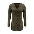 thumbnail image 4 of Pyhlmscde Lightweight Cardigans for Women, Early Fall Fashion, Womens Sweaters, Women's Autumn And Winter Brushed Solid Color Long Sleeved Women's Cardigan Jacket Army Green M, 4 of 5