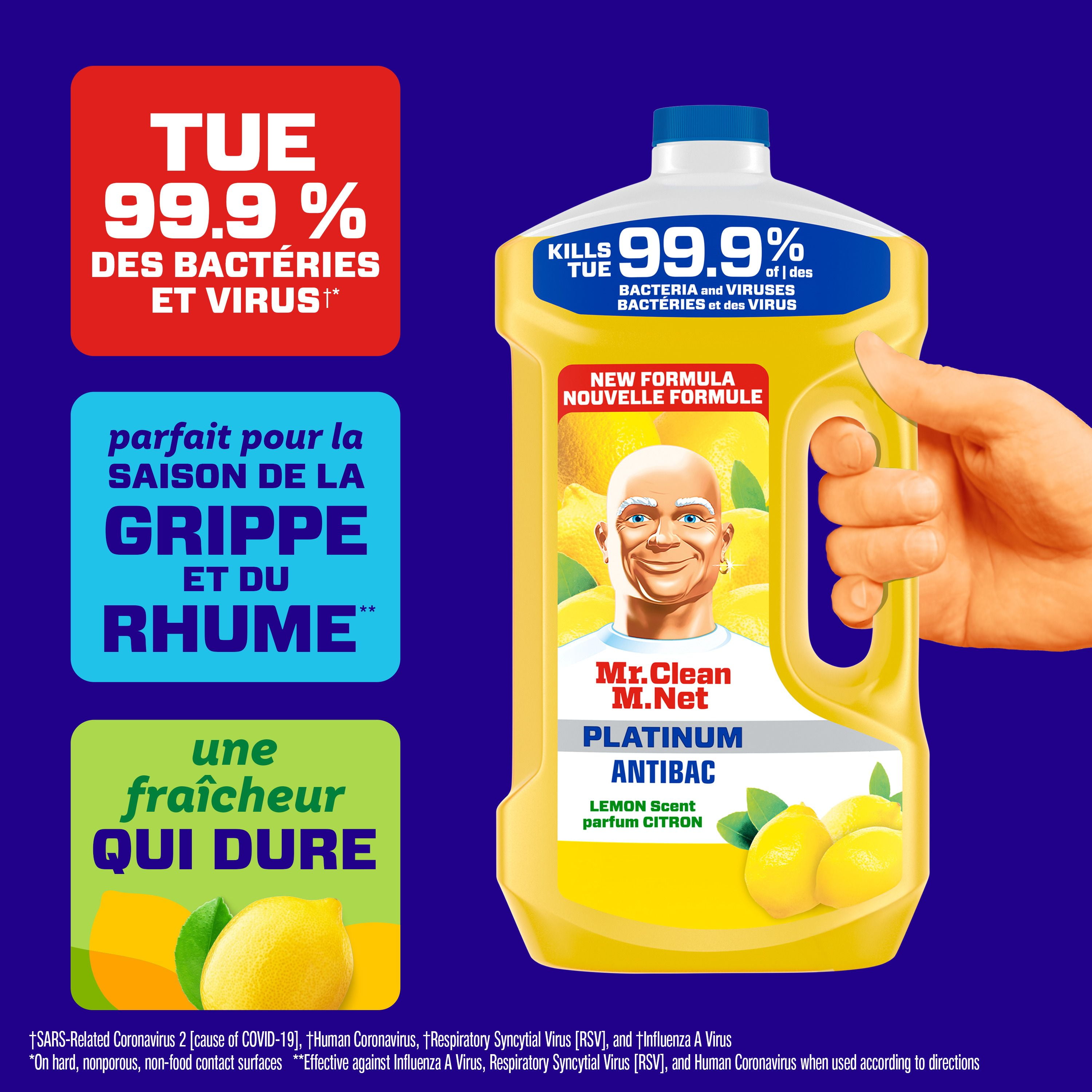 Mr. Clean Antibacterial All Purpose Cleaner, Floor Cleaner, Mop Soap, Cleaning Liquid, Lemon, 1.89L