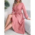 thumbnail image 2 of Women's Tied Polka Dot Long Sleeve Midi Dress 100% Polyester Sheer Bodice Not Lined Elegant Versatile Day to Night, 2 of 21