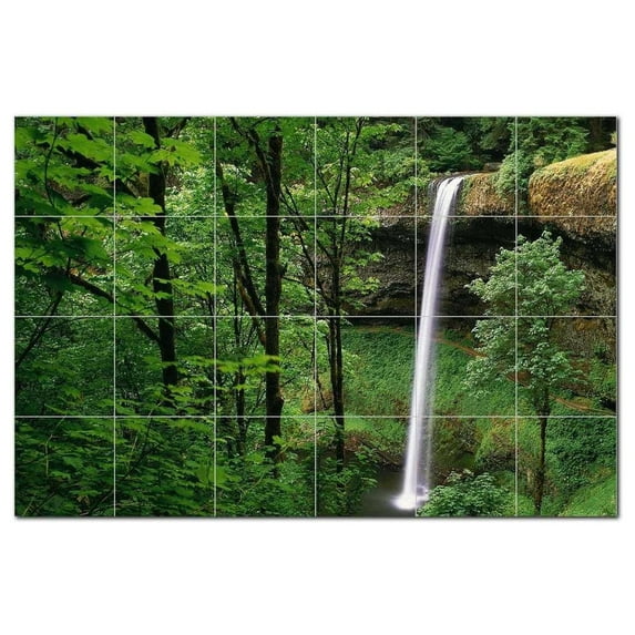 Waterfall Picture Ceramic Tile Mural Kitchen Backsplash Bathroom Shower, 406189
