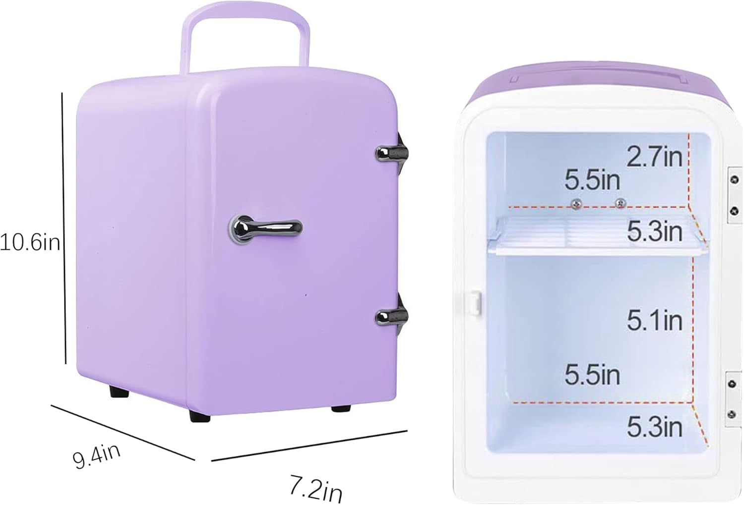Mini Fridge,Skincare Fridge,Portable 4-Liter Capacity Makeup Fridge,Ideal for Bedroom, Dorm, Car and Office Use,Thermoelectric Cooler and Warmer,Car Fridge (Purple)