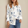thumbnail image 7 of Womens Button Down Shirts Loose Fit Long Sleeve Collared Blouse Casual V Neck Tops Outfits Light Blue M, 7 of 7