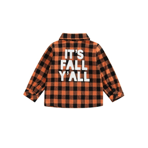 Bagilaanoe Toddler Baby Boys Casual Shirt 1-6 Years Kids Long Sleeve Plaid Letter Print Front Button Tops