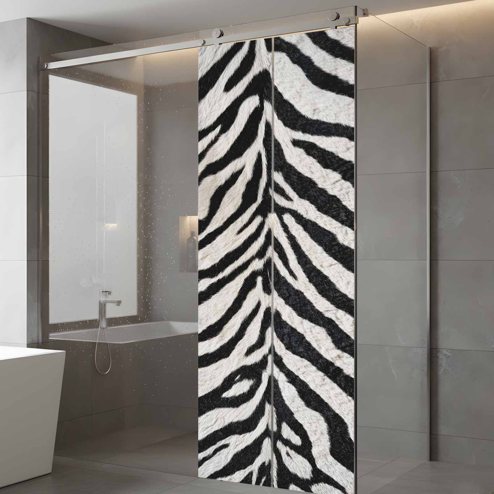 Black White Zebras Window Privacy Film, Vintage Abstract Art Static Cling UV Sun Blocking Tint Film Heat Control Windows Films for Bedroom Bathroom, Window Stickers 23.6"x59"