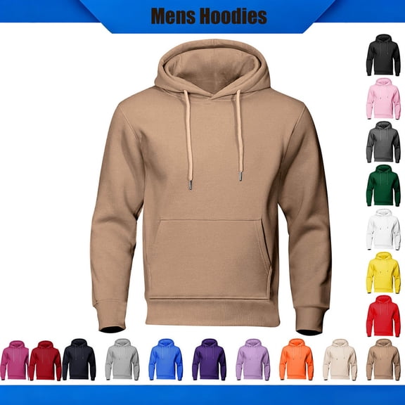 YTCAMLO Mens Fleece Hoodies 2026 Fall Winter Fashion Long Sleeve Lightweight Basic Pullover Hooded Sweatshirt with Pocket