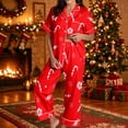 thumbnail image 5 of JAJAHO Women's Christmas Pajamas Candy Cane Print Button Down Short Sleeve 2 Piece Loungewear Sets With Pants, 5 of 7