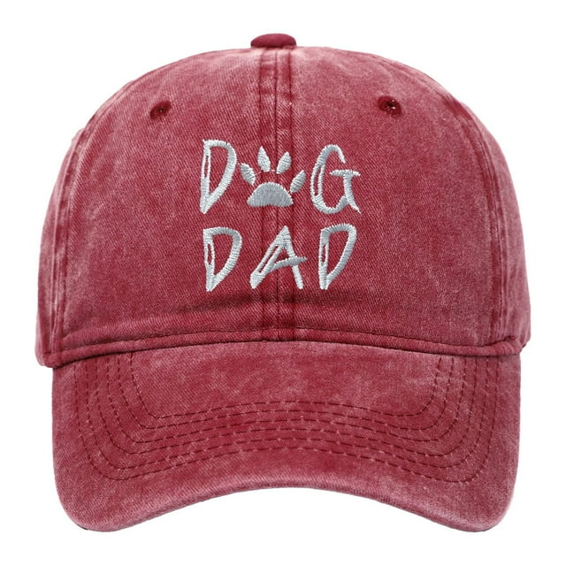 MIASHUI Outdoor Baseball Cap Dog Dad Embroidered Washed Trucker Hat,Wine