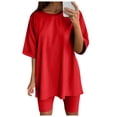 thumbnail image 1 of Conjunto deportivo de 2 piezas para mujer con top de manga corta y pantalón corto - Poliéster, transpirable, S-XXXL para yoga/running/actividades diarias, 1 of 6