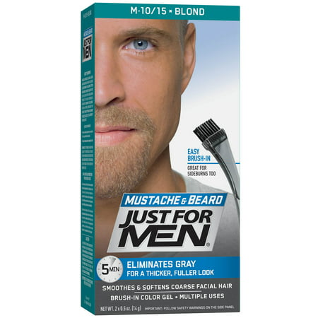 Just For Men Mustache and Beard, Easy Brush-In Facial Hair Color Gel, Blond, Shade M-10/15