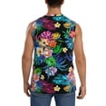 thumbnail image 4 of Lsque Colorful Flowers Print Men's Cotton Blend Sleeveless Muscle Shirts (S-3XL)- Moisture Wicking, Odor Protection, UPF 30+,X-Large, 4 of 8