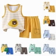 thumbnail image 4 of Kaprioy Summer Outfits Set For Kids Boys Baby Toddler Cartoon Dinosaur Outfits Sleeveless Tank Top and Shorts Set Boys' Shorts Sets, 4 of 5