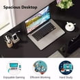 thumbnail image 6 of TribeSigns Modern L-Shaped Desk with Storage Shelves, 360° Rotating Desk Corner Computer Desk Study Writing Table Workstation with Open Shelves for Home Office, High Glossy Finish (Black), 6 of 7