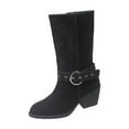 thumbnail image 2 of Viluyesy Womens Suede Western Boots, Pointed Toe Wide Calf Chunky Heels Fashion Cowboy Boots Black US9, 2 of 9