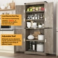 thumbnail image 2 of ChVans 71" Tall Farmhouse Kitchen Pantry with Adjustable Shelves, 5 Layers Pantry Storage Cabinet with Load-Bearing Steel Pipe & 4 Barn Doors for Kitchen, Dining Room, Living Room, (Oak-71"), 2 of 6
