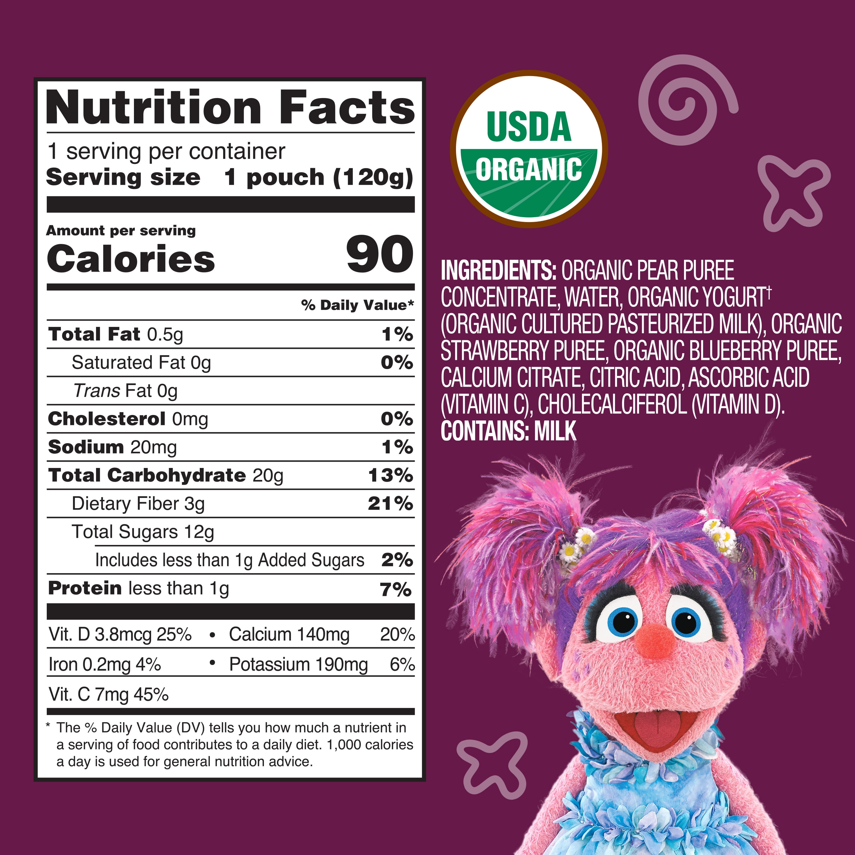 (12 pack) Earth's Best Organic Fruit Yogurt Smoothie Toddler Food, Mixed Berry, 4.2 oz Pouch