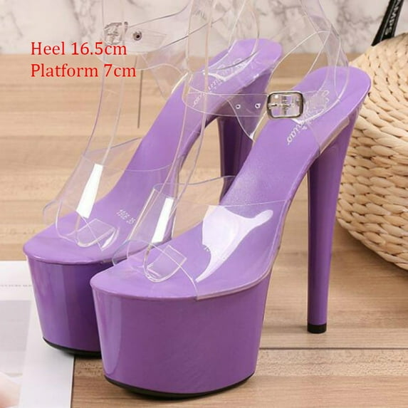 LTARTA Heels Clear Shoes Woman Platforms High Heels Sandals Sexy Big Fish Toe Shoes New Crystal Sandals Slipper Walking Show