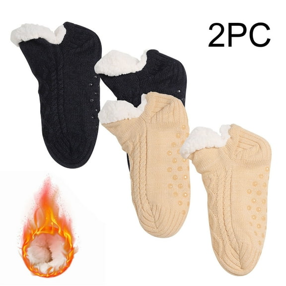 Odeerbi 2 PCS Fuzzy Socks for Kids Boys Girls Non-Slip Slipper Socks Thermal Fluffy Socks Cozy Plush Socks Kids Winter Warm Thickening Snow Socks