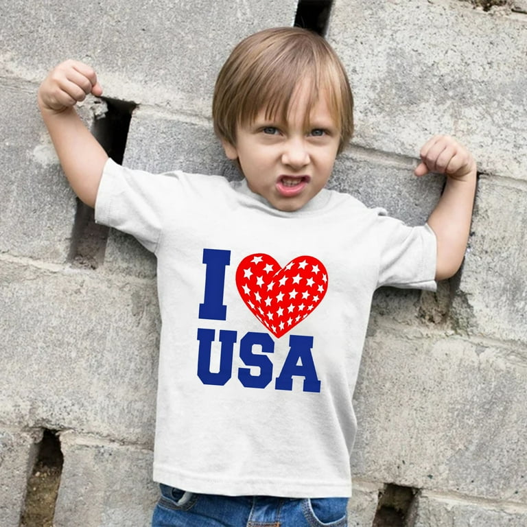XXWXYD Toddler Boys' Patriotic USA Flag Tee I Love America Graphic