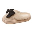 thumbnail image 6 of Suede Platform Slippers for Women Sweet Bowknot Winter Plush Warm Comfy Soft Sole Nonslip Casual Slip on House Shoes White Size 7.5, 6 of 7
