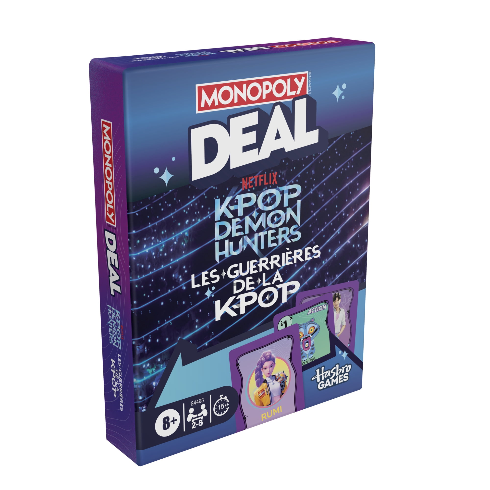 Monopoly Deal: KPop Demon Hunters Card Game, 15 Mins., Family Games for Kids and Teens, 8+