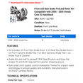 thumbnail image 2 of Front and Rear Brake Pad and Rotor Kit - Compatible with 2004 - 2005 Honda Civic Si Hatchback, 2 of 2