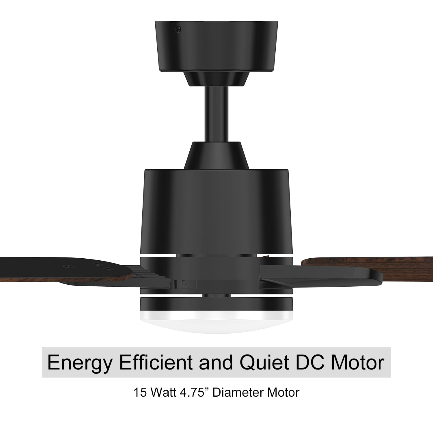Mainstays 42 in Downrod Ceiling Fan with LED Light, Remote Control, 6 Speeds, 3 Blades, Black