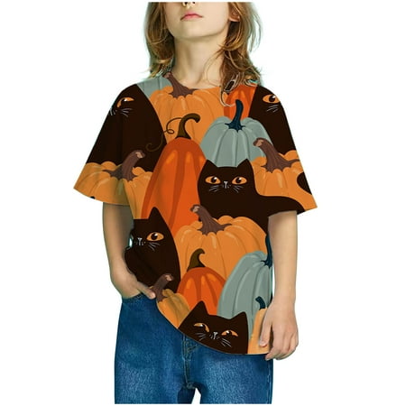 

Tejiojio Girls and Toddlers Soft Cotton Clearance Girls Short Sleeve Gradient Print Tops Child Crewneck Summer Casual Loose Tshirt