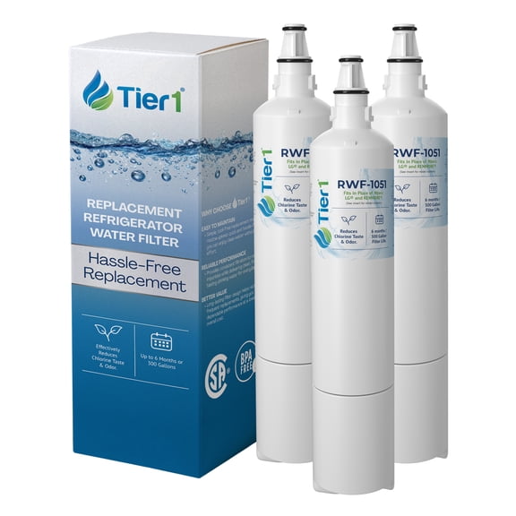 Tier1 RWF1051 5231JA2006A Refrigerator Water Filter | Replacement for LT600P, Kenmore 9990, 5231JA2006F, RWF1000A, CLCH104 | Up to 18 Months Supply | Easy Install | Odor Control | Clean Water (3-pk)