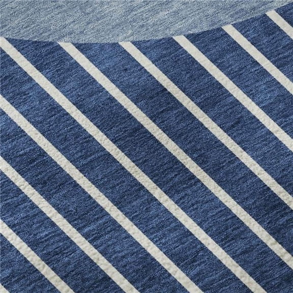 HomeRoots 678306 3 x 5 ft. Navy Blue & Ivory Striped Transitional Washable Machine Made Rectangle Area Rug with UV Protection