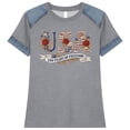 thumbnail image 4 of Lkhaha 250th Anniversary Patriotic T Shirts for Women 4th of July Denim Collar Short Sleeve Casual Crew Neck Glitter Sequin Loose Fit Tops&nbsp;Grey XXXL, 4 of 4