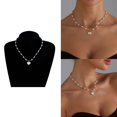 thumbnail image 2 of Stylish Heart Pearls Pendant Necklace Adjustable Chain Sweet Cool Fashionable Versatile Neckchain Jewelry Accessory, 2 of 14