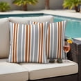 thumbnail image 4 of Orange Grey Stripes Outdoor Waterproof Pillow Covers, Simple Striped Lines Minimalist Modern Decorative Square Throw Pillowcase Sofa Cushion Sham for Patio/Couch/Chair, 24"x24" 2 Pack, 4 of 8