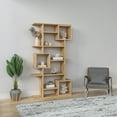 thumbnail image 2 of Ada Home Decor Multiple Tier Open Shelf Modern Bookcase, Oak, 2 of 7