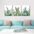 thumbnail image 5 of Canvas Wall Art for living room bathroom Wall Decor for bedroom kitchen artwork Canvas Prints green watercolor cactus painting 3Pieces abstract Modern framed office Home decorations family picture, 5 of 6